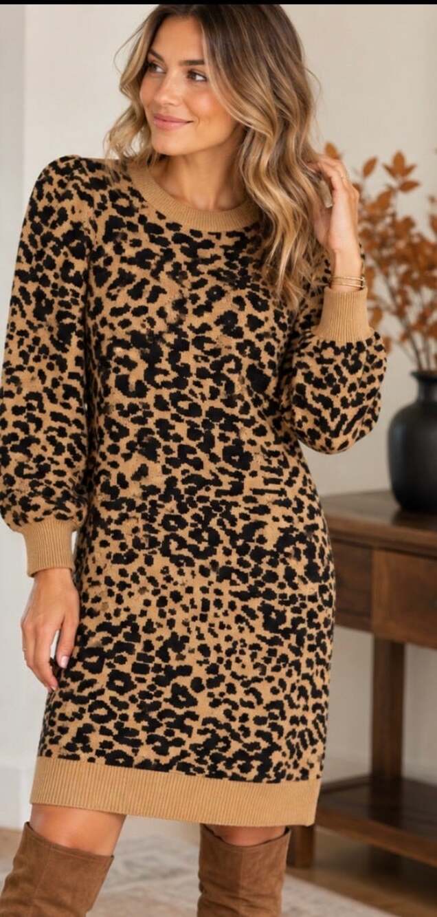LOFT Leopard Print Sweater Dress – Small